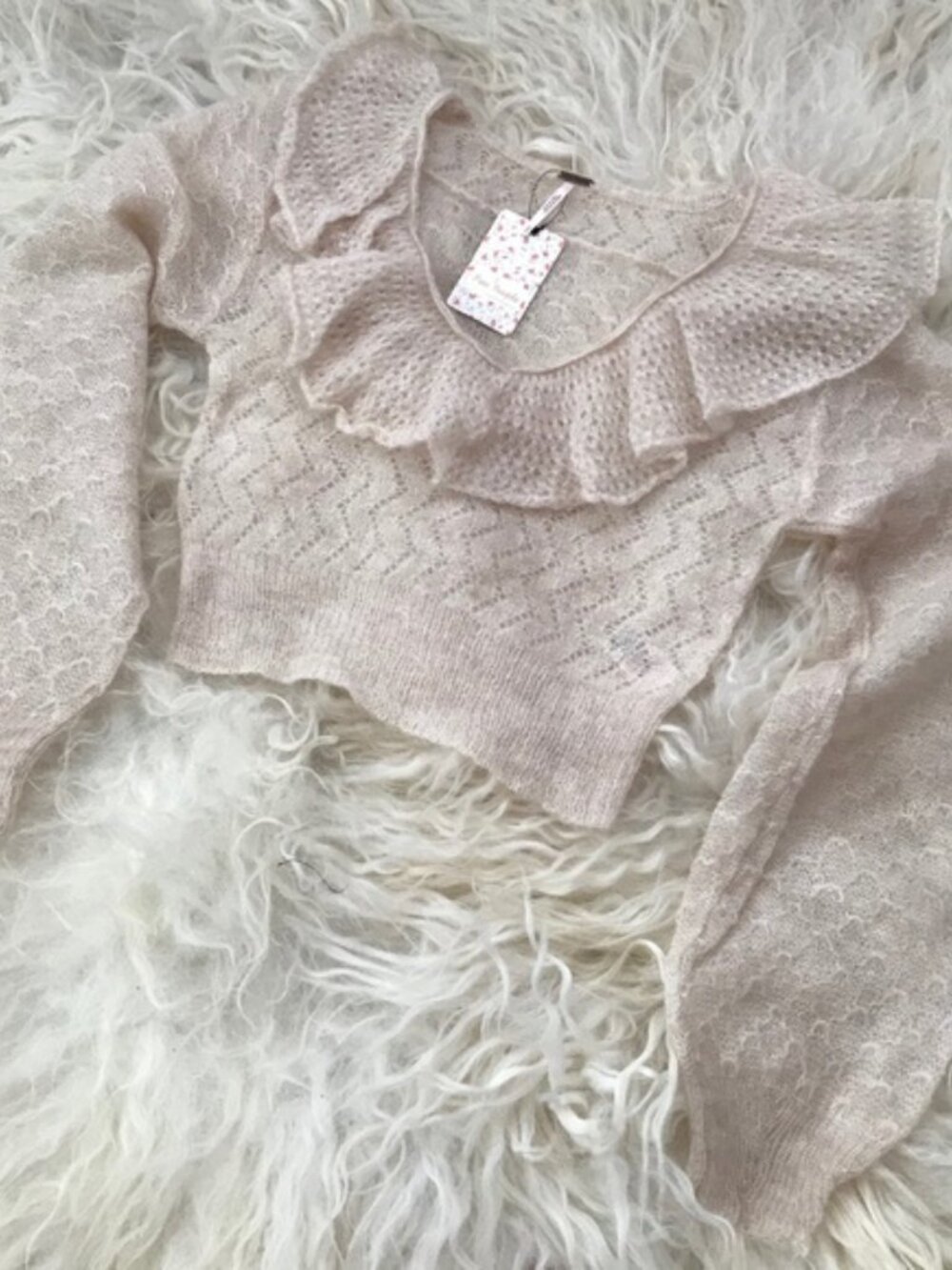 FREE PEOPLE Macaroon Ruffled Sweater 1856 - Picture 6 of 8